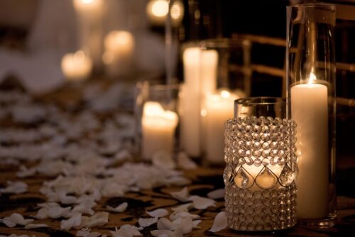 Candle Spread at the Wedding Venue for the Ceremony