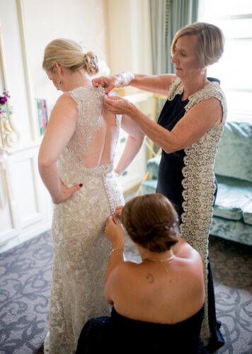 Bride getting ready in Judy Garland Suite