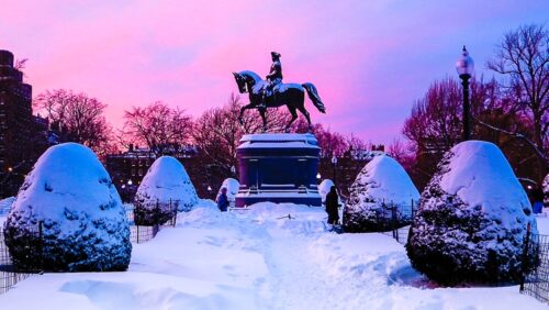 Paul Revere Statue Boston Common Winter