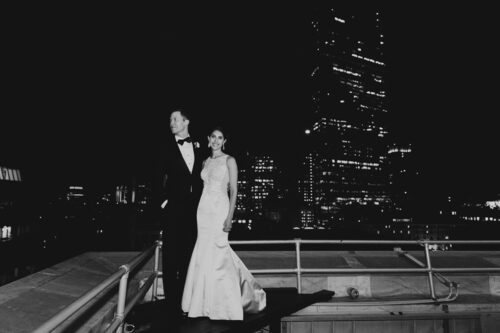 Couple at their wedding in Boston at Lenox Hotel