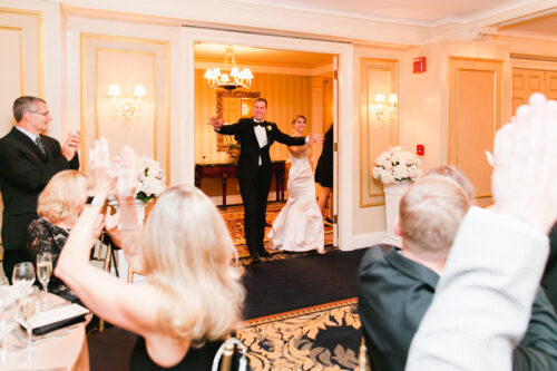 Couple welcomed to their wedding reception in Boston at The Lenox