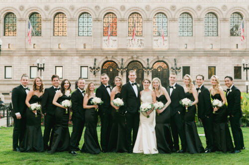 The wedding party ready for their ceremony in Downtown Boston at The Lenox Hotel