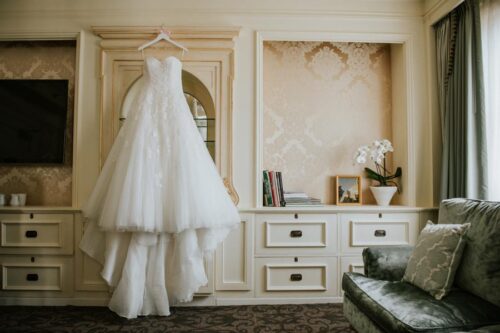 wedding dress in Judy Garland Suite