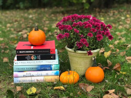 Books in Fall Setting